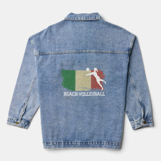 Beach Volleyball Womens Italy Flag Volleyball Girl Denim Jacket