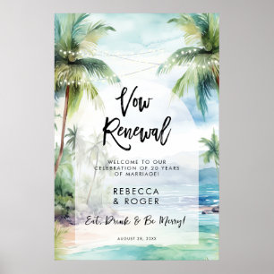 beach vow renewal party welcome sign poster