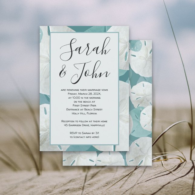 Beach Vows Sand Dollar Anniversary Ceremony Invitation (Creator Uploaded)