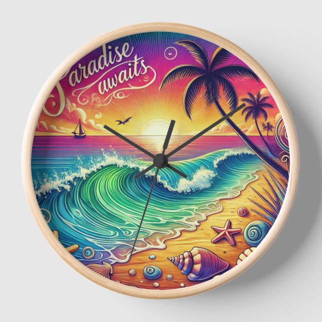  Beach Wall Clock (Front)
