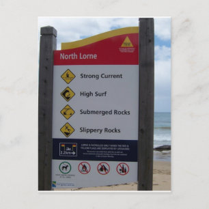 Beach Warning Sign Postcard