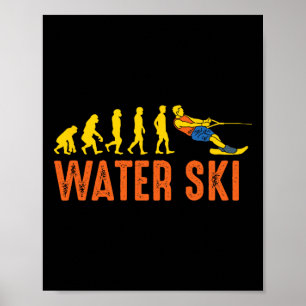 Beach Water Skier Evolution Water Skiing Wakeboard Poster