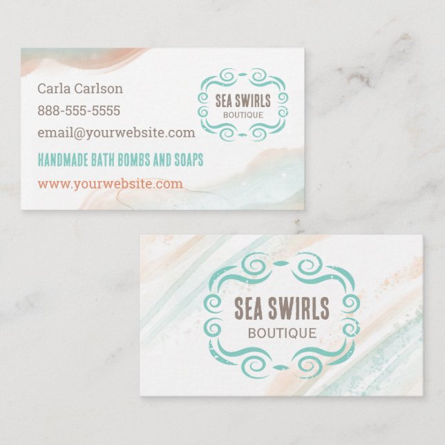 Beach Water Waves Business Card (Front/Back)