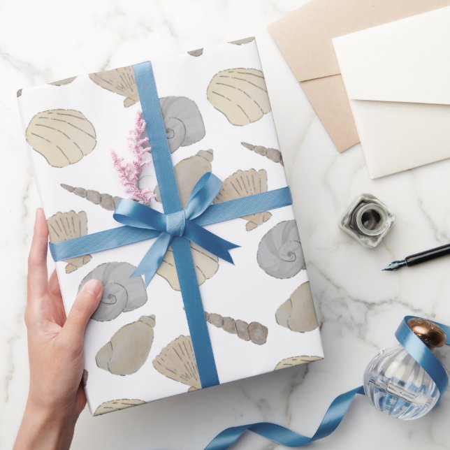 Beach Watercolor Art Sea Shells Wrapping Paper (Gifting)