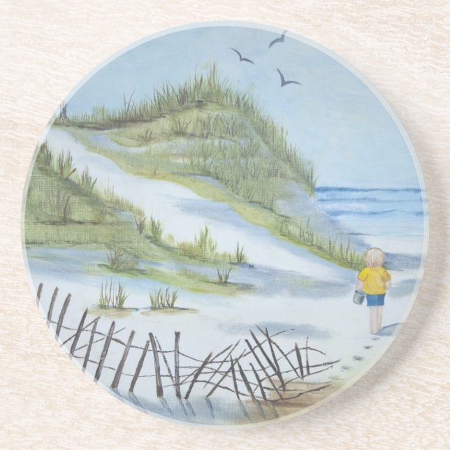 Beach watercolor coaster (Front)