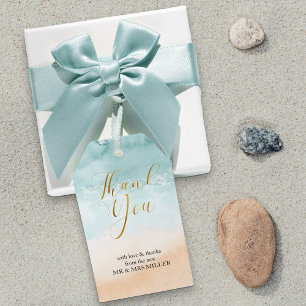 Beach Watercolor Destination Wedding Thank You Gift Tags