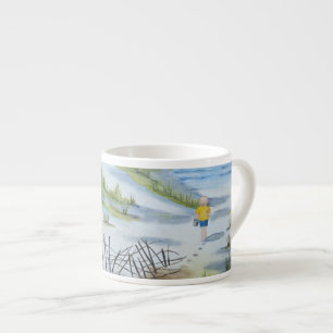 Beach watercolor espresso cup