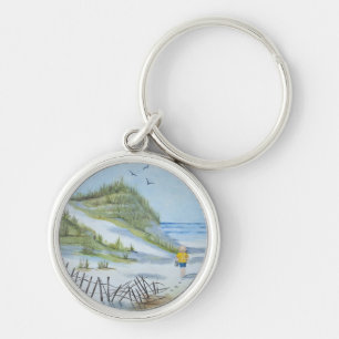 Beach watercolor key ring