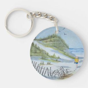 Beach watercolor key ring