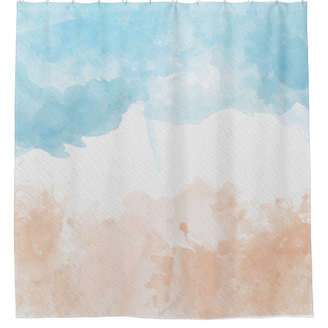 Beach Watercolor Shower Curtain (Front)