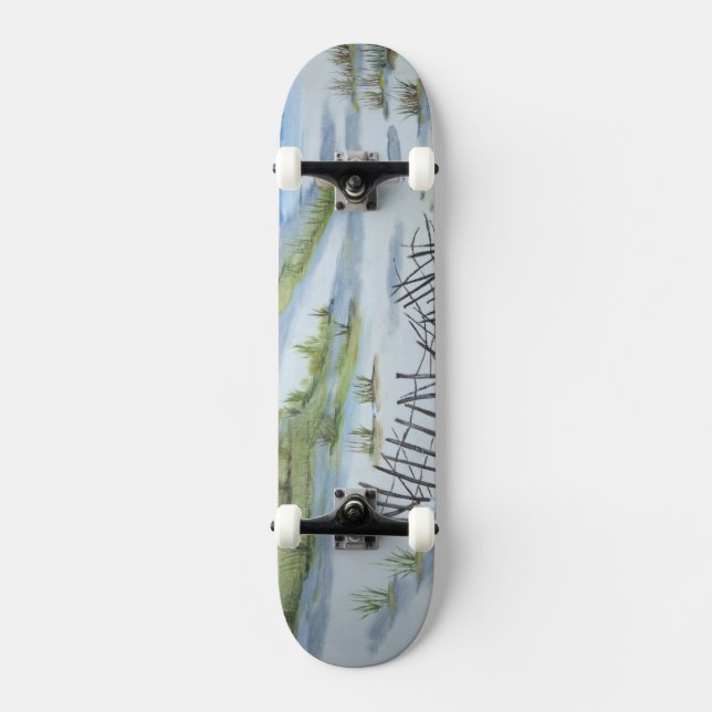 Beach watercolor skateboard (Front)