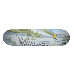 Beach watercolor skateboard