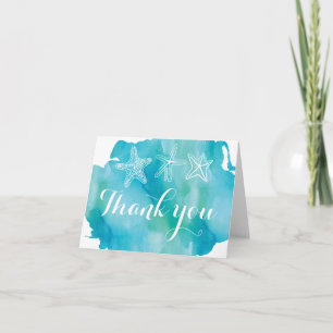 Beach Watercolor Starfish Wedding Thank You Cards