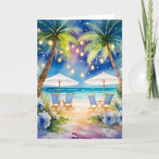 Beach Watercolor Summertime Greeting Card 