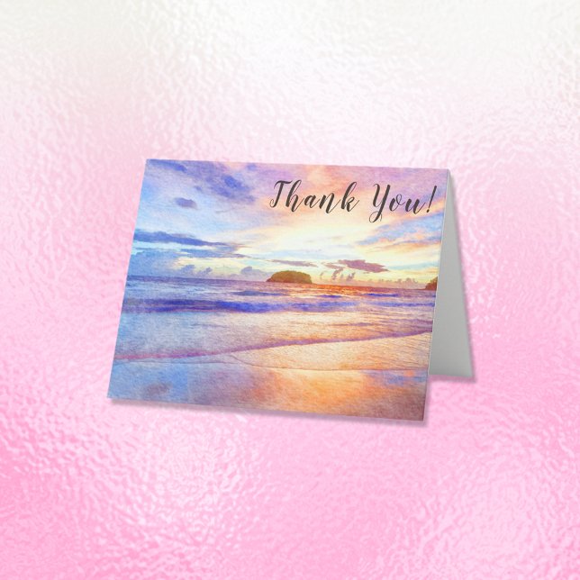 Beach Watercolor Sunrise Thank You Card (Creator Uploaded)