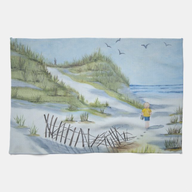 Beach watercolor tea towel (Horizontal)