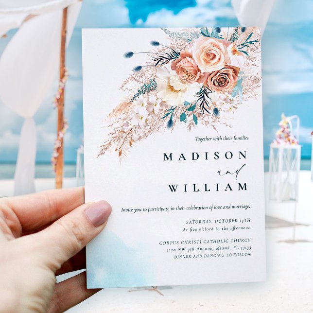 Beach Watercolor Wedding Invitation (Creator Uploaded)