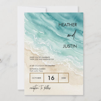 Beach Watercolor Wedding Invitation