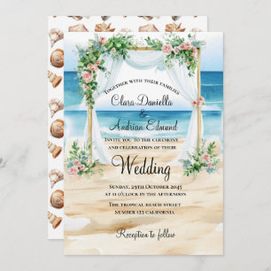 Beach Watercolor Wedding Invitation 