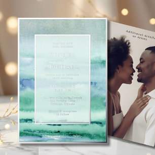 Beach Watercolor Wedding Invite Photo Template