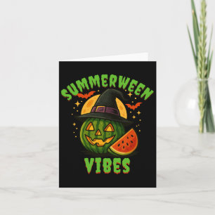 Beach Watermelon Summerween Vibes Witch Halloween  Card