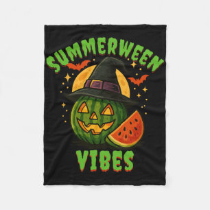 Beach Watermelon Summerween Vibes Witch Halloween  Fleece Blanket