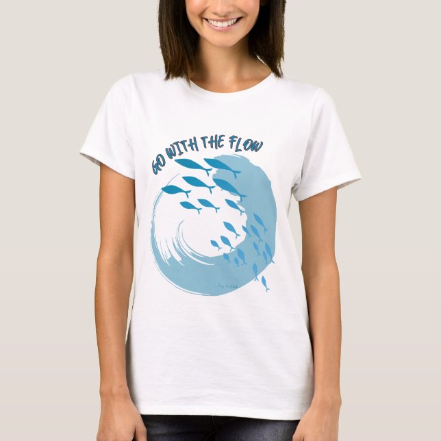 beach wave of water and fish, it flows like water T-Shirt (Front)