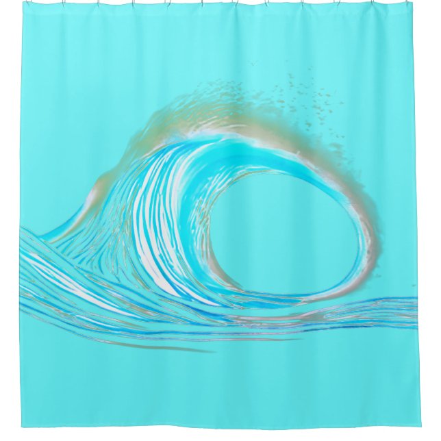Beach wave teal shower curtain (Front)