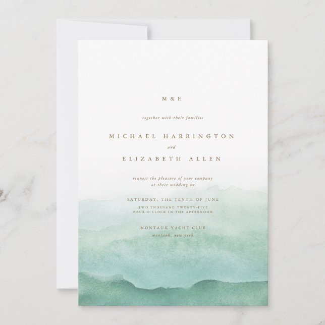 Beach Wave Wedding Invitation (Front)