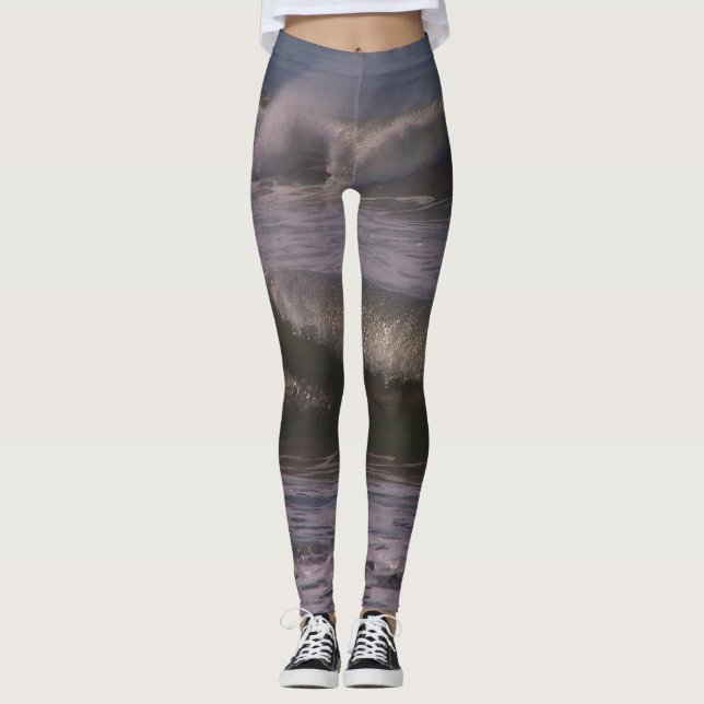 Beach Waves All Over Print Leggings (Front)