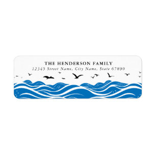 Beach Waves and Birds Return Address Labels