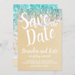 Beach Waves and Sand Save the Date Invitation