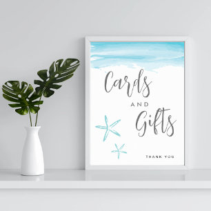 Beach waves and starfish Gift and Cards sign