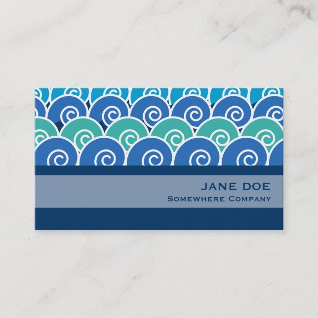 Beach Waves Blue Business Card (Front)