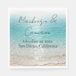 Beach Waves & Clear Water Tropical Custom Name Napkin