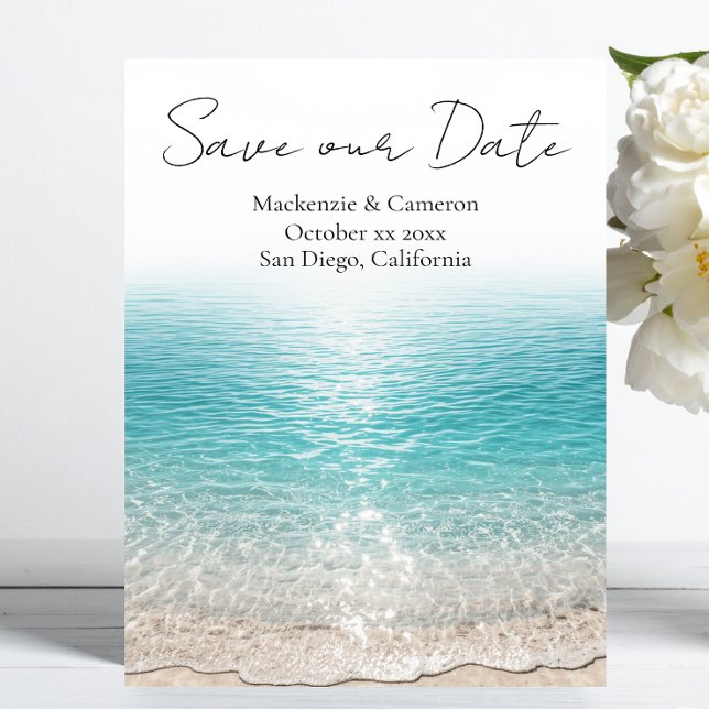 Beach Waves & Clear Water Tropical Save our Date Invitation (Creator Uploaded)