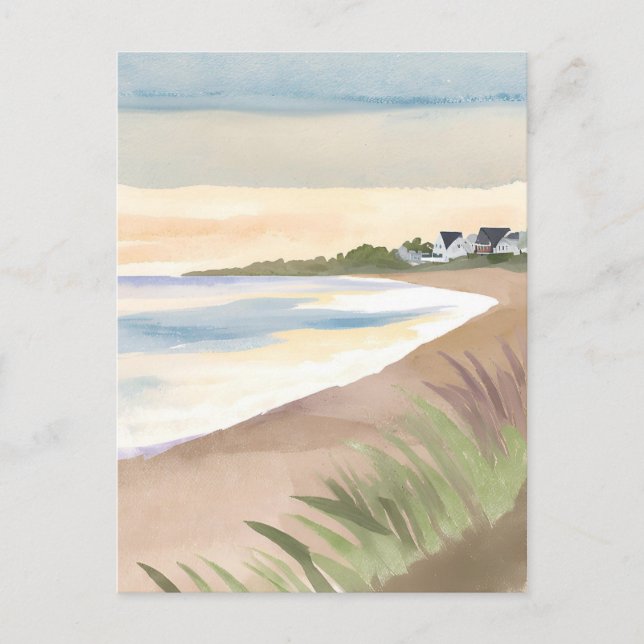 Beach Waves | Coastal Ocean Watercolor Postcard (Front)