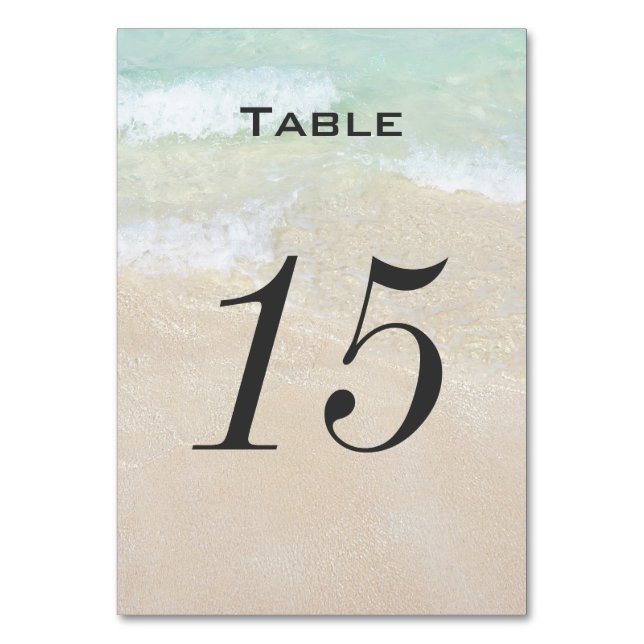 Beach Waves Custom Table Number Cards (Front)