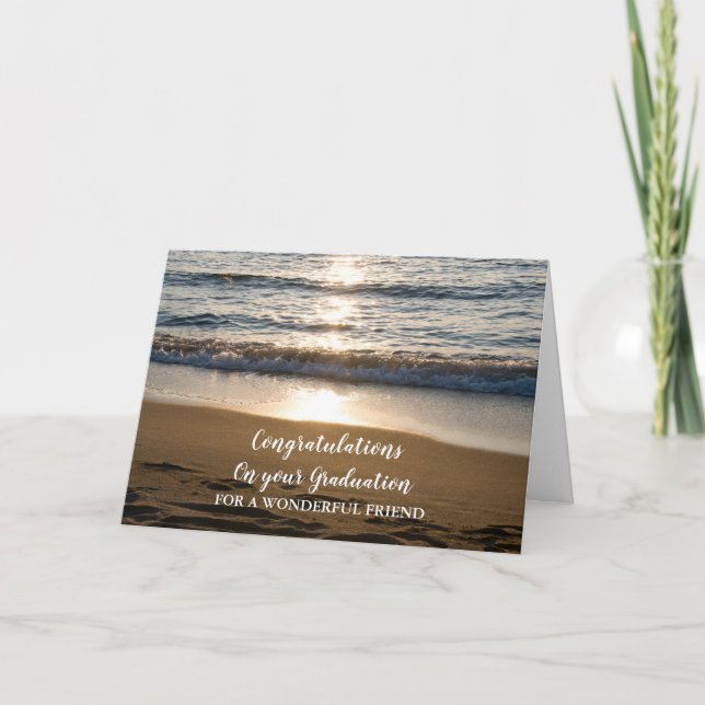 Beach Waves Friend Congratulations Graduation Card (Front)