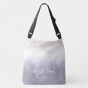 Beach Waves Modern Ocean/Grey Peri w Custom Text Crossbody Bag