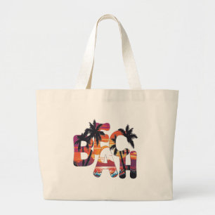 Beach Waves Palm Trees Large Tote Bag