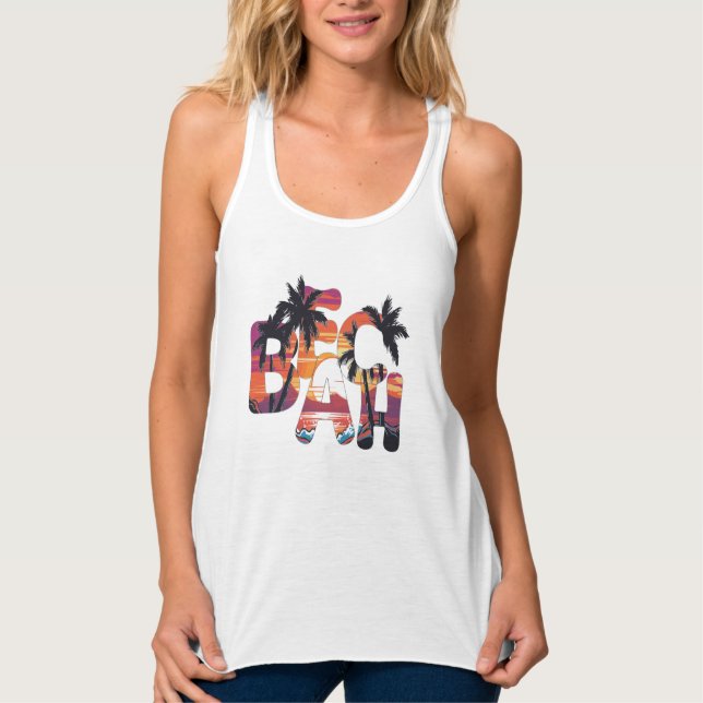Beach Waves Palm Trees Singlet (Front)