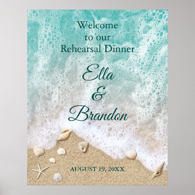 Beach Waves Rehearsal Dinner Poster (Front)