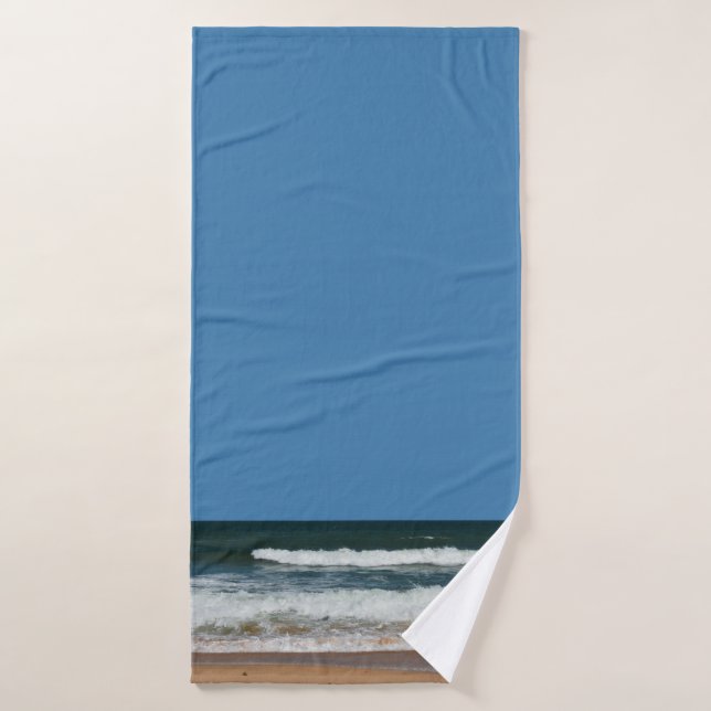 Beach Waves Sand Seashore Ocean Seascape Blue Sky Bath Towel (Bath Towel)