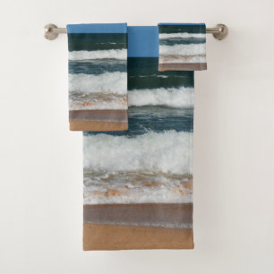 Beach Waves Sand Seashore Tropical Ocean Seascape Bath Towel Set