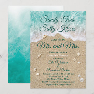 Beach Waves Sandy Toes Couple's Shower Invitation