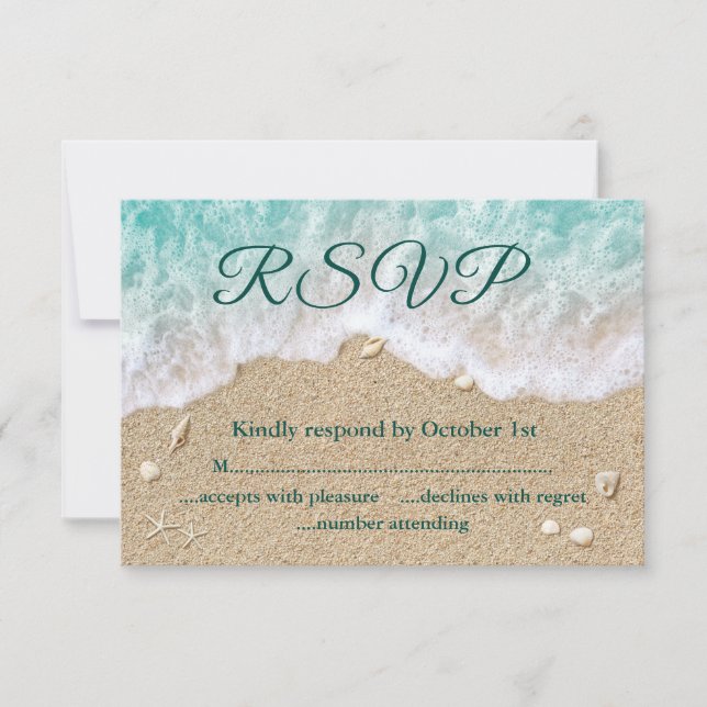Beach Waves Sandy Toes Salty Kisses RSVP (Front)