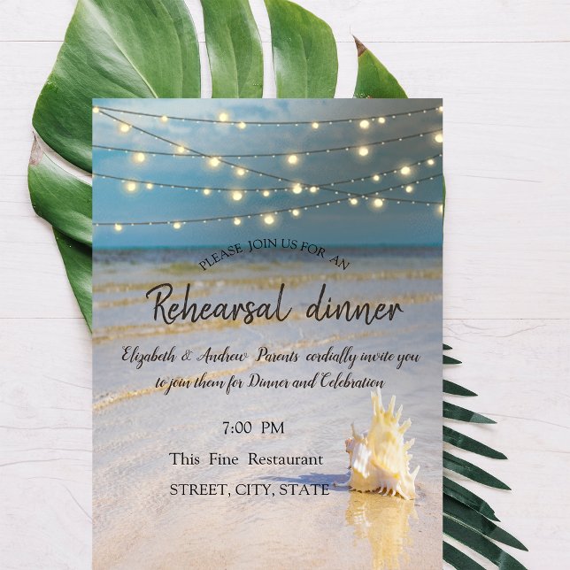 Beach Waves Seashell Rehearsal Dinner  Invitation (Creator Uploaded)