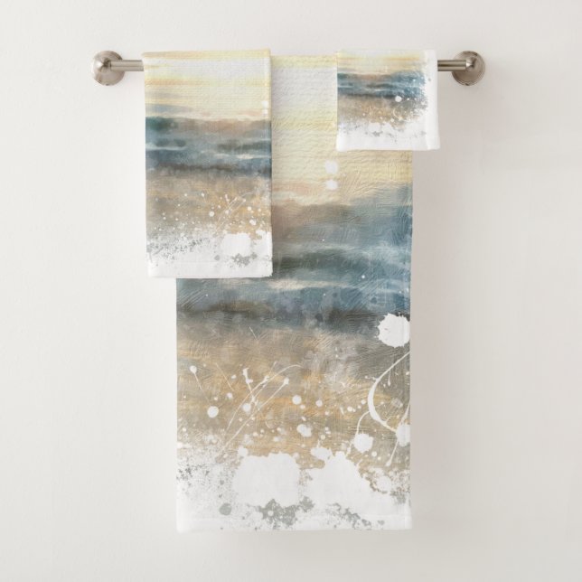 *~* Beach Waves Sunset Sunrise Sunset  AR7  Bath Towel Set (Insitu)