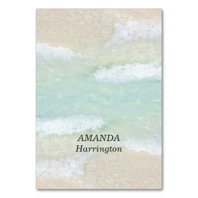 Beach Waves Tented Place Cards (Front)